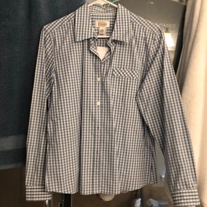 Talbots new Cotton checked button up blouse